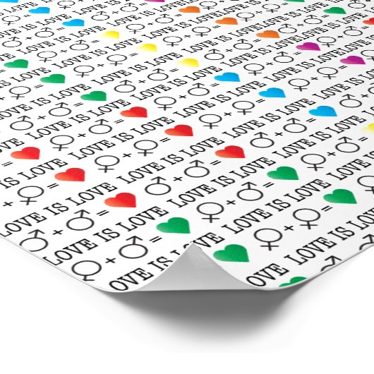 LOVE is LOVE-gelijkheidscitaat in regenboogkleuren Poster (Hoek)
