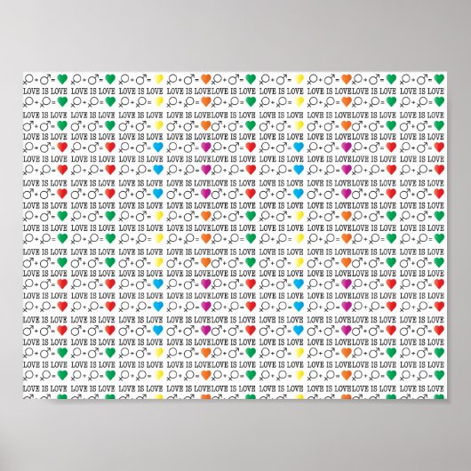 LOVE is LOVE-gelijkheidscitaat in regenboogkleuren Poster (Voorkant)