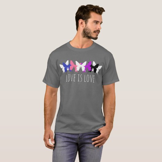 Love Is Love Genderfluid Butterfly T-shirt (Voorkant volledig)