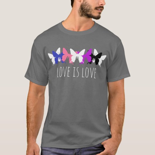 Love Is Love Genderfluid Butterfly T-shirt (Voorkant)