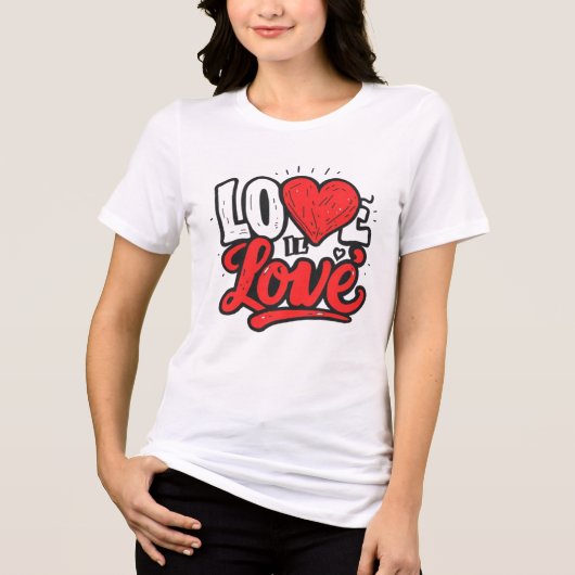 LOVE IS LOVE, Graffiti Style Art Unisex Soft style Tri-Blend Shirt (Voorkant)
