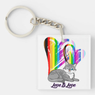 Love Is Love Kat - LGBTQ+ Huisdier Eigenaar Sleutelhanger