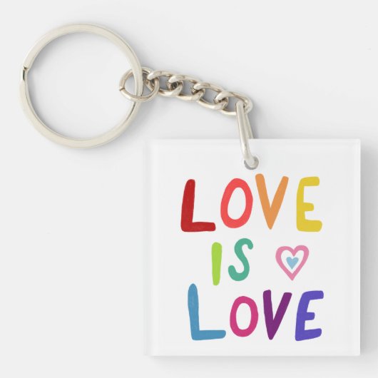 LOVE IS LOVE kleurrijke regenboogpride Sleutelhanger (voorkant)