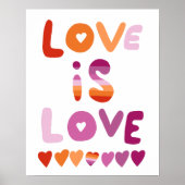 LOVE IS LOVE kleurrijke roze Paarse lesbische trot Poster (Voorkant)