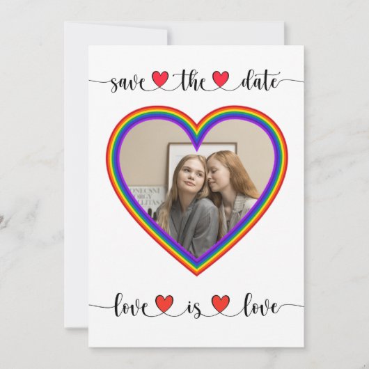 Love is Love Lesbian Save the Date Kaart (Voorkant)