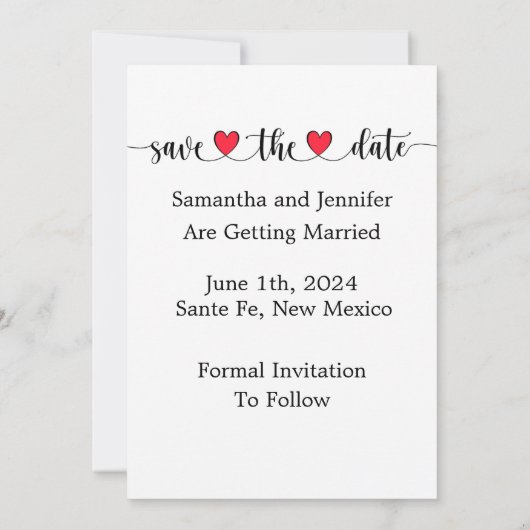 Love is Love Lesbian Save the Date Kaart (Achterkant)