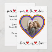 Love is Love Lesbian Save the Date Kaart (Voorkant / Achterkant)