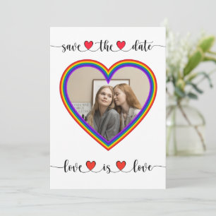 Love is Love Lesbian Save the Date Kaart