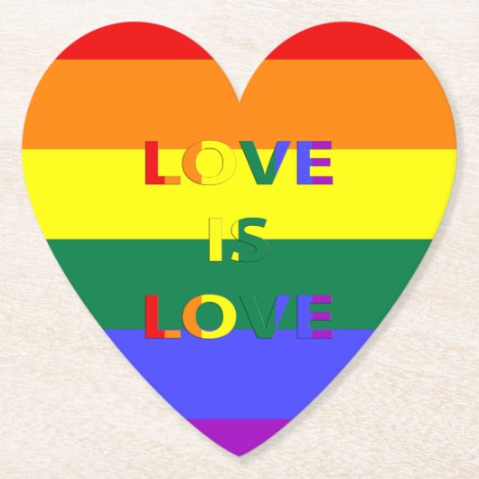 Love is Love LGBT Pride Kartonnen Onderzetters (Voorkant)