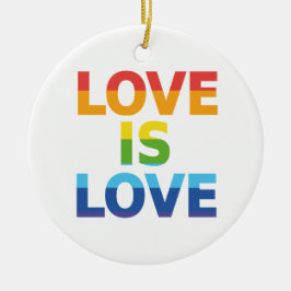 "Love is Love" LGBTQ moderne regenboogfoto Aangepa Keramisch Ornament