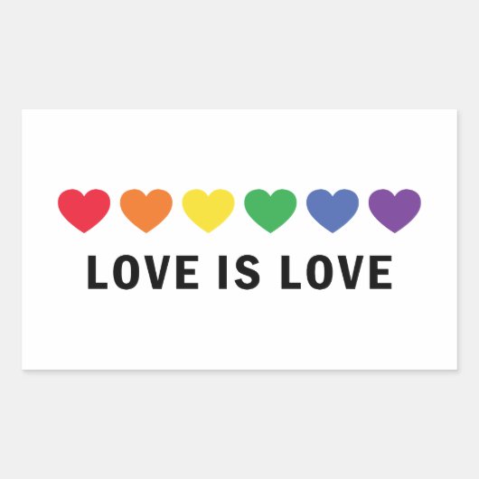 "Love is Love" LGBTQ Pride Rechthoekige Sticker (Voorkant)