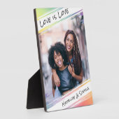Love is Love Modern Rainbow Uw foto & namen toevoe Fotoplaat (Zijkant)