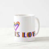 Love is Love of Jouw tekst Rainbow Heart LGBTQ Koffiemok (Voorkant rechts)