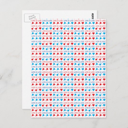 LOVE is LOVE-offerte rood en blauw Briefkaart (Voorkant / Achterkant)
