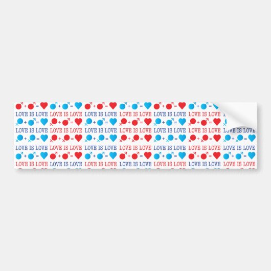 LOVE is LOVE-offerte rood en blauw Bumpersticker (Voorkant)