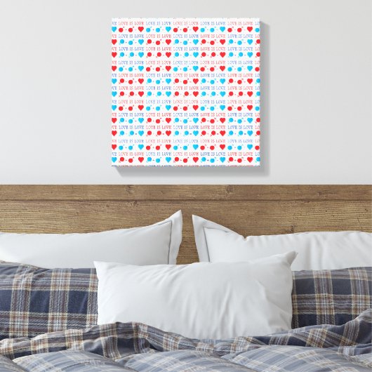 LOVE is LOVE-offerte rood en blauw Canvas Afdruk (Insitu (Slaapkamer))