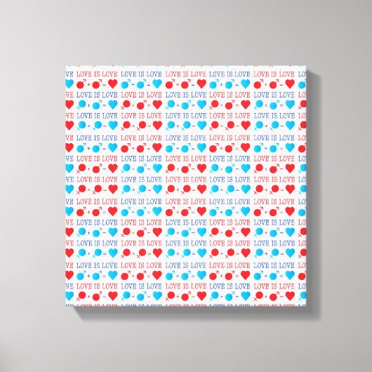 LOVE is LOVE-offerte rood en blauw Canvas Afdruk (Voorkant)