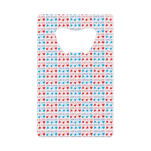 LOVE is LOVE-offerte rood en blauw Creditkaart Flessenopener (Voorkant)