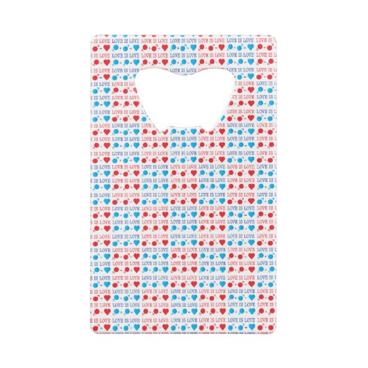 LOVE is LOVE-offerte rood en blauw Creditkaart Flessenopener (Achterkant)