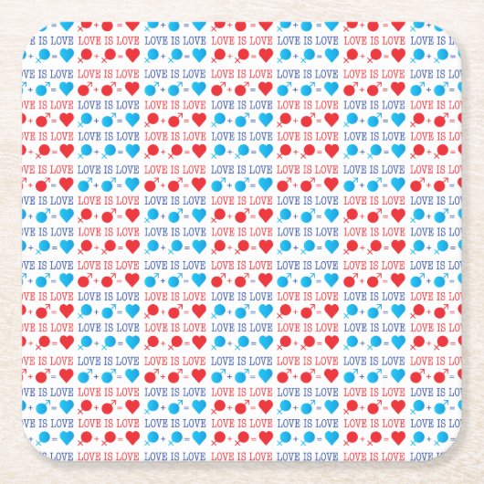 LOVE is LOVE-offerte rood en blauw Kartonnen Onderzetters (Voorkant)