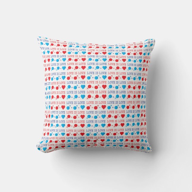 LOVE is LOVE-offerte rood en blauw Kussen (Voorkant)