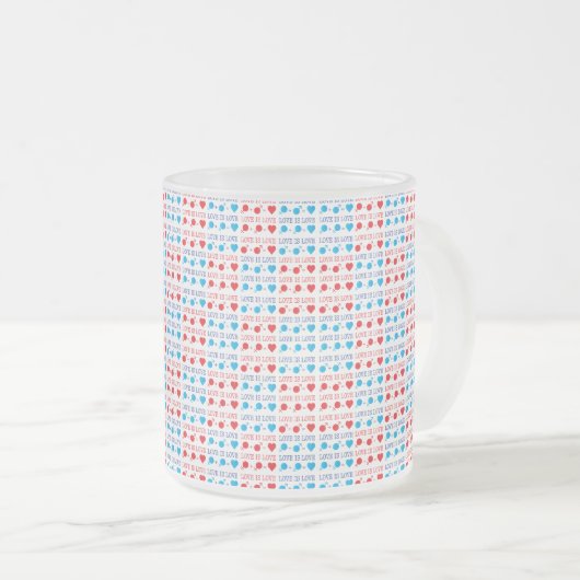 LOVE is LOVE-offerte rood en blauw Matglas Koffiemok (Voorkant rechts)