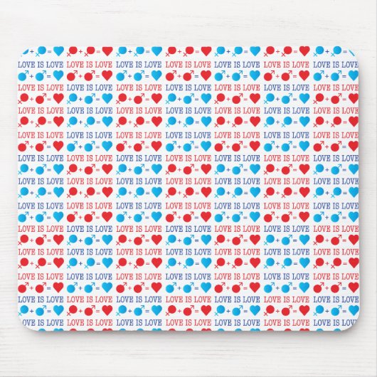 LOVE is LOVE-offerte rood en blauw Muismat (Voorkant)