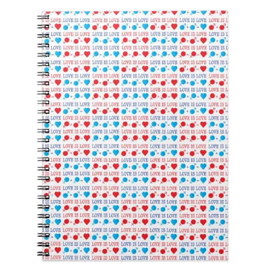 LOVE is LOVE-offerte rood en blauw Notitieboek (Voorkant)