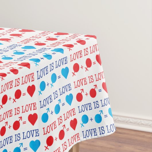 LOVE is LOVE-offerte rood en blauw Tafelkleed (Voorbeeld)
