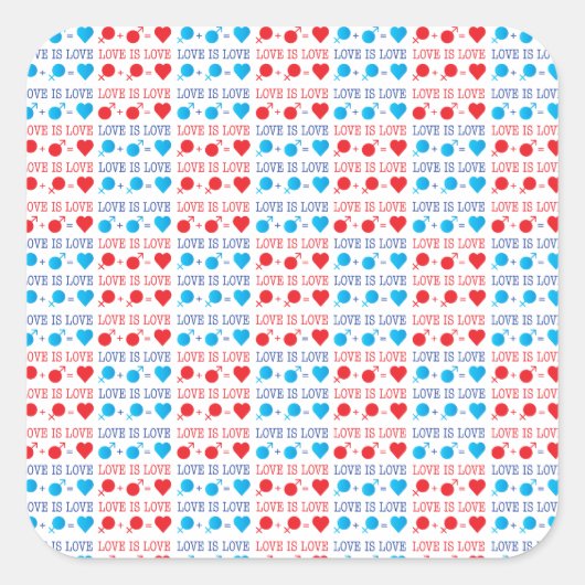 LOVE is LOVE-offerte rood en blauw Vierkante Sticker (Voorkant)