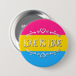 Love is Love Panseksuele Pride Vlag Knop Ronde Button 7,6 Cm