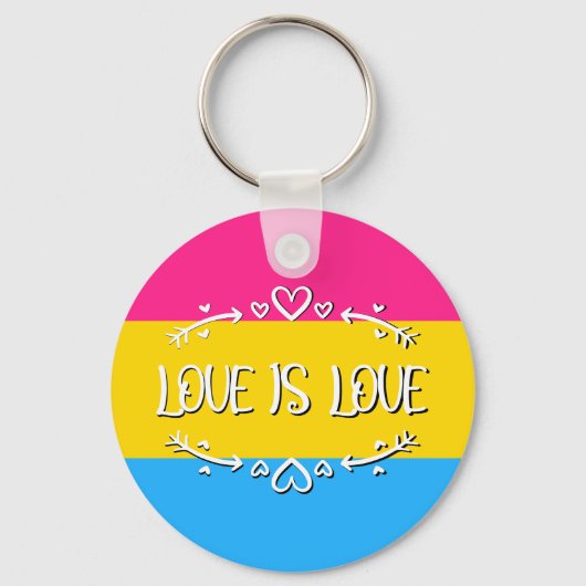 Love is Love Panseksuele Pride Vlag Sleutelhanger (Voorkant)