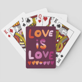 LOVE IS LOVE Pink Paarse Pride Lesbian Flag Pokerkaarten