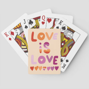 LOVE IS LOVE Pink Paarse Pride Lesbian Flag Pokerkaarten