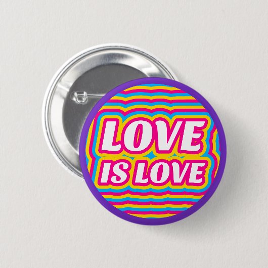 Love Is Love Pride Button – Rainbow & Paarse Ring (Voorkant /achterkant)