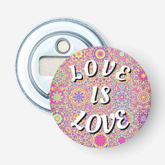 Love Is Love Pride Flesopener Button Flesopener (Voorkant)