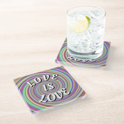 Love Is Love Pride Glas Onderzetter (Schuin)