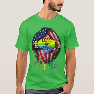 Love is Love Pride LGBT Supports American Flag boy T-shirt