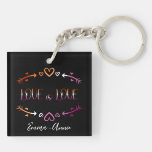 Love is Love Pride Maand Lesbisch Koppel Acryl Sleutelhanger