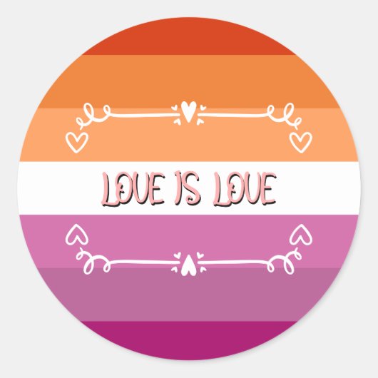 Love is Love Pride Maand Ronde Sticker (Voorkant)