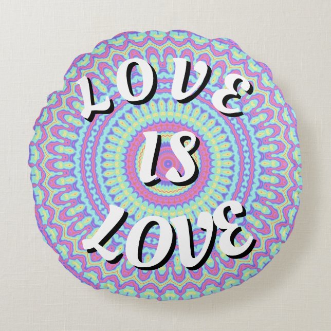 Love Is Love Pride Ronde Kussen (Voorkant)