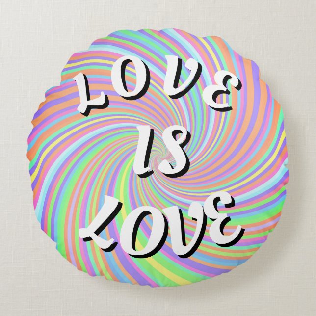 Love Is Love Pride Ronde Kussen (Voorkant)