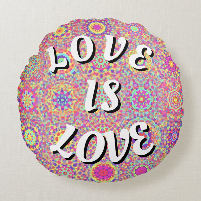 Love Is Love Pride Ronde Kussen (Voorkant)