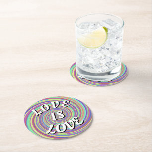 Love Is Love Pride Ronde Papieren Onderzetter
