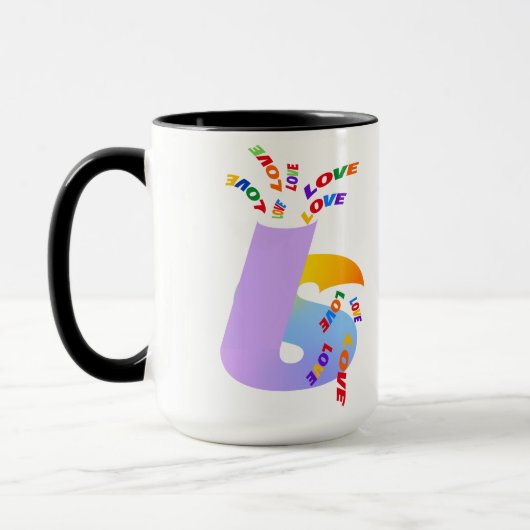 Love Is Love Pride Typografie Kunst Mok (Links)