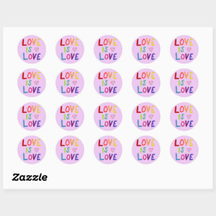 LOVE IS LOVE Rainbow Handlettering Set van Ronde Sticker