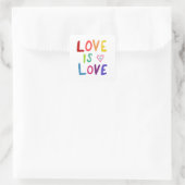 LOVE IS LOVE Rainbow Handlettering Set van Vierkante Sticker (Tas)