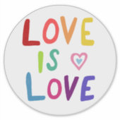 LOVE IS LOVE Rainbow Handlettering Sticker (Voorkant)