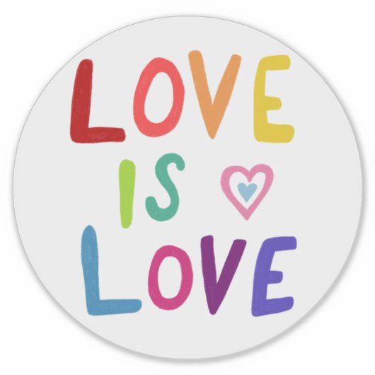 LOVE IS LOVE Rainbow Handlettering Sticker (Voorkant)
