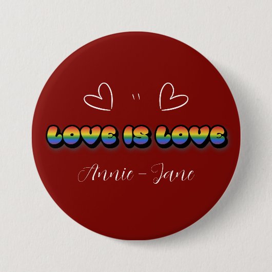 Love is Love Rainbow LGBTQ Button (Voorkant)
